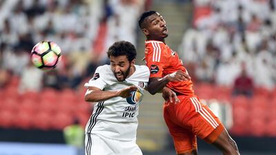 Al Jazira, in white, take on Sharjah at Mohammed bin Zayed Stadium in Abu Dhabi on Saturday night. Courtesy Arshad Khan / PLC