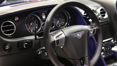 Bentley shows off its GTS Speed convertible at the North American International Auto Show in Detroit, Michigan. Getty Images / AFP