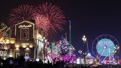 Fireworks for China during New Years Eve at Global Village, Dubai. Chris Whiteoak / The National