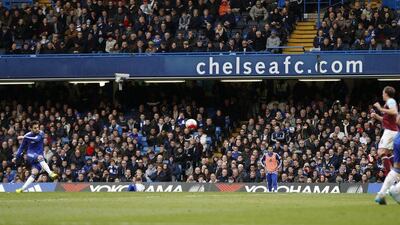 Cesc Fabregas scores the first goal for Chelsea from a free kick. Action Images via Reuters / John Sibley