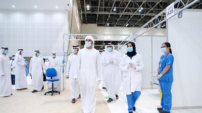 Sheikh Hamdan visited the field hospital before it opened in April.