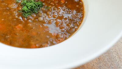 Traditional Greek lentil soup