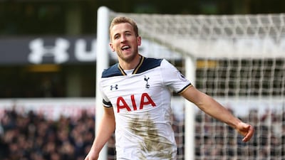 Harry Kane of Tottenham Hotspur celebrates scoring his third goal against West Brom on January 14, 2017 in London, England. Clive Rose / Getty Images
