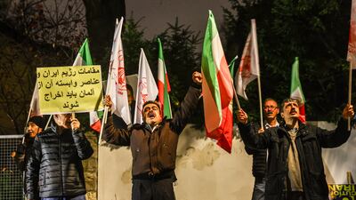 Anti-regime activists staged a rally outside Iran's embassy in Berlin late on Thursday, welcoming the closure of three consulates. EPA