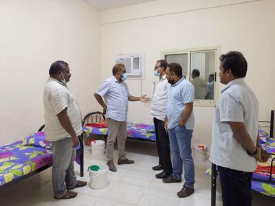 Members of Dubai KMCC speak to some of the travellers who got stuck in the UAE after Saudi Arabia closed its borders. Courtesy: Dubai KMCC