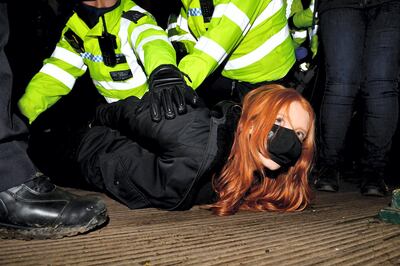 The Met was heavily criticised for its handling of a South London vigil in memory of Sarah Everard. Pictured, demonstrator Patsy Stevenson, 28, being arrested at the event. Photo: Shutterstock