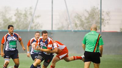 The Jebel Ali Dragons take on Doha knowing victory will hand Abu Dhabi Saracens home advantage for the championship game. Victor Besa / The National.