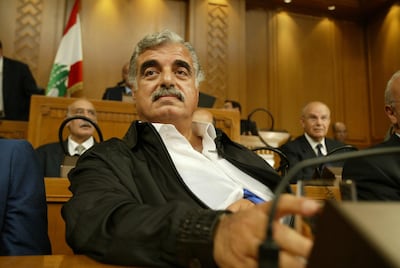 Rafik Hariri, architect of Lebanon's post war reconstruction, at a parliamentary session in Beirut, on September 3, 2004. AFP