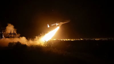 A Ukrainian strike drone is launched at Russian forces. Unlike the West, Kyiv has demonstrated how to use cheaper weapons successfully, Gen David Petraeus said. Reuters