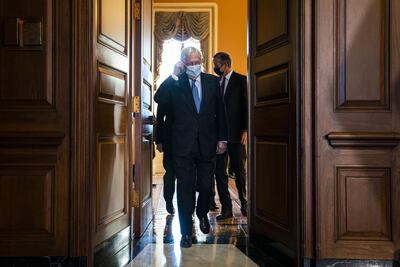 Senate Majority Leader Mitch McConnell, a Republican from Kentucky, arrives to speak at a news conference following a weekly meeting with the Senate Republican caucus at the US Capitol in Washington, DC, US, on Tuesday, Dec. 8, 2020. EPA/Bloomberg