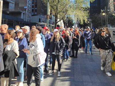 People queue to enter Madison Square Garden in New York. Patrick deHahn / The National