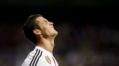 Real Madrid's Cristiano Ronaldo reacts during his side's 4-3 Champions League last 16 second leg loss to Schalke on Tuesday night at the Santiago Bernabeu. Dani Pozo / AFP