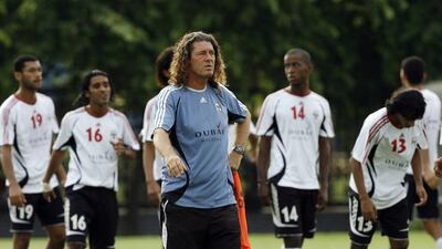 Metsu, with his UAE team during a training session in Hanoi, Vietnam in 2007. Hoang Dinh Nam / AFP