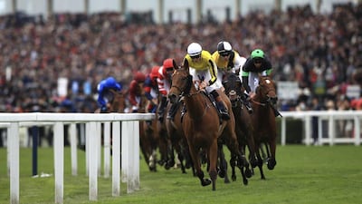 Big Orange ridden by Jockey James Doyle leads the way to winning the Gold Cup during day three of Royal Ascot at Ascot Racecourse, in Ascot, England, Thursday June 22, 2017. AP Photo
