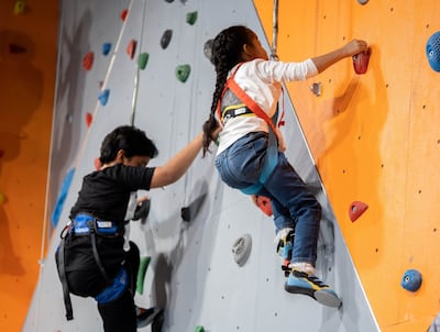 Clymb Yas Island is offering a free five-day programme to introduce children to climbing. Photo: Clymb Yas Island