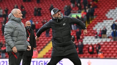 Liverpool manager Jurgen Klopp celebrates after the match. PA
