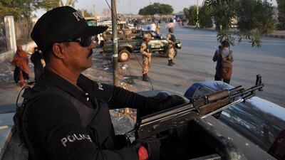 A Pakistani policeman in Karachi on January 30. EPA
