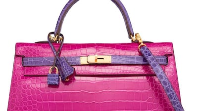 A Hermes 35cm shiny rose porosus crocodile sellier Kelly bag with gold hardware, currently on sale for $120,000 in the Heritage Auctions Holiday Trunk Show. Courtesy Heritage Auctions