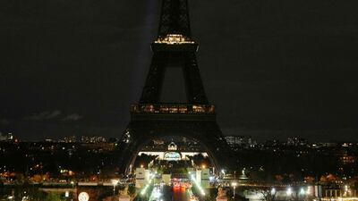 Paris' Eiffel Tower with the lights off during the Earth Hour environmental campaign. AFP
