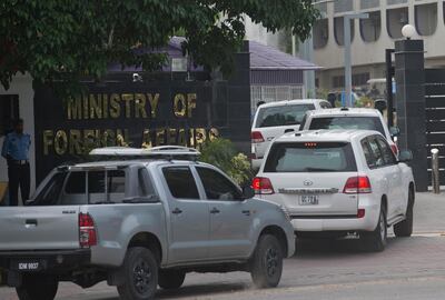 A convoy with visiting U.S. Secretary of State Mike Pompeo arrives at the Ministry of Foreign Affairs for talks in Islamabad, Pakistan, Wednesday, Sept. 5, 2018. Pompeo arrived in Pakistan on Wednesday at a time when relations between the two countries have sunk to a new low. (AP Photo/B.K. Bangash)