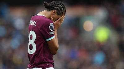 A distraught Hannibal Mejbri after his handball handed Liverpool a late penalty. Reuters