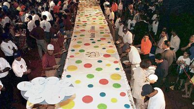 On July 14, 1999, the world's largest ice-cream cake was unveiled at Jumeirah Beach Hotel in Dubai. AFP Photo / Jorge Ferrari