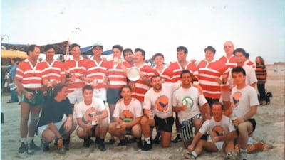 The first Friday rugby matches in Abu Dhabi which were not played on sand were played on training field borrowed from Al Wahda football club. Photo: Andy Cole