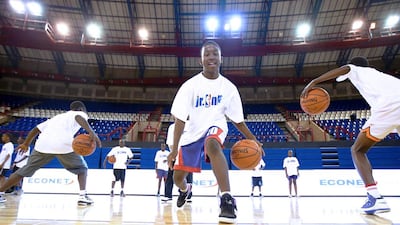 Participants during the Econet Junior NBA Clinic at the Basketball Without Boarders programme in South Africa. Nathaniel S Butler / NBAE via Getty Images / AFP
