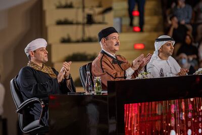 The judges for this year's contest are Tunisian singer Lotfi Bouchnak, Sufi singer Sheikh Mahmoud El Tohamy, and Emirati singer Ahmed Bukhatir. Photo: NNCPR