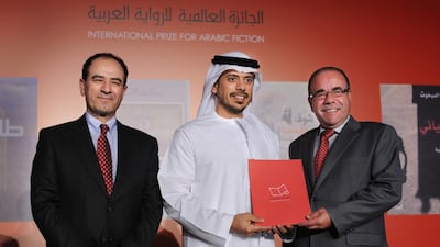 Shukri Mabkhout was announced the winner of the 2015 International Prize for Arabic Fiction for his book, The Italian. The award was presented by Sheikh Sultan Bin Tahnoon Al Nahyan on Wednesday night in Abu Dhabi. Delores Johnson / The National
