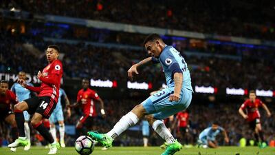 Gabriel Jesus of Manchester City in action during the Premier League match against Manchester United at Etihad Stadium on April 27, 2017 in Manchester, England. Clive Brunskill / Getty Images