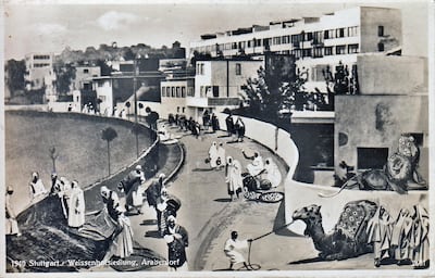 A postcard in the 1940s of Stuttgart calls the city ‘Araberdorf’ as a slur because of its modernist Bauhaus architecture. Freunde der Weissenhofsiedlung e.V.