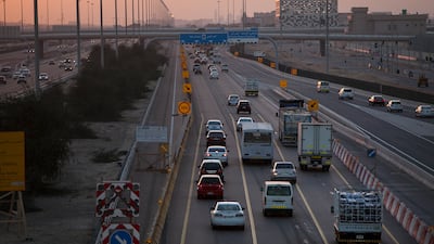 Evening traffic on the E11 on a night in December 2013 in Abu Dhabi, near Al Raha Beach. Silvia Razgova / The National