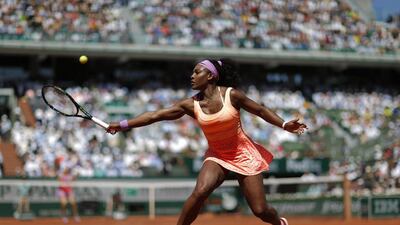 Serena Williams returns a volley during a rally at the Roland Garros stadium. AP Photo / Christophe Ena