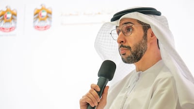 Abdulla Balalaa, Assistant Minister of Foreign Affairs for Energy and Sustainability, speaks at a media briefing to promote the UN Water Conference. Photo: 2026 UN Water Conference