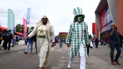 Pakistani fans arrive to the Cricket World Cup match. AP Photo
