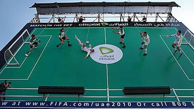 Bungee football displayed on Abu Dhabi Corniche will be a part of the Fifa Club World Cup village attractions.