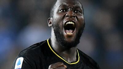 Inter Milan's Romelu Lukaku celebrates scoring the second goal in the win against Brescia. Reuters