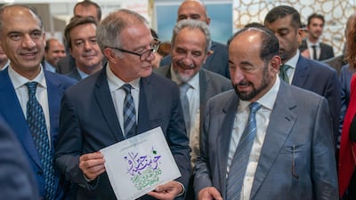 Dr Sheikh Sultan Bin Mohammed Al Qasimi, Supreme Council Member and Ruler of Sharjah, attends the opening of LIBER International Book Fair in Madrid on October 9, 2019. Courtesy Sharjah Media Office