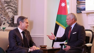 The King meets US Secretary of State Antony Blinken in Washington. AFP