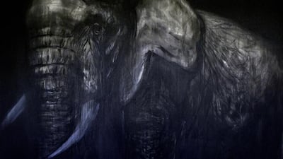 The Black Series, as it is called, is Matt Ryder’s newest project, begun last year after the artist read a book by Nick Brandt about the plight of elephants in Africa. Jaime Puebla / The National