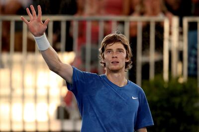 Andrey Rublev celebrates his win against Lloyd Harris in the Adelaide International final. AP Photo