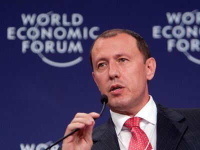 Jailed Azerbaijan banker Jahangir Hajiyev speaking at a session of the World Economic Forum in Davos in 2011. Bloomberg