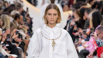 Simple shirt and statement necklace from Valentino spring summer 2020