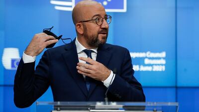 Charles Michel addresses the media. EPA
