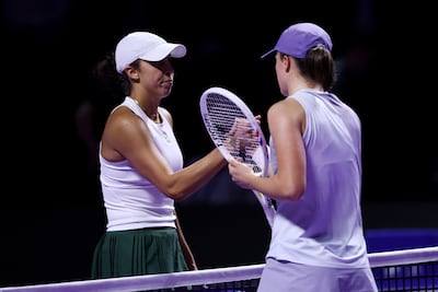 Madison Keys congratulates Iga Swiatek on her win. Getty Images