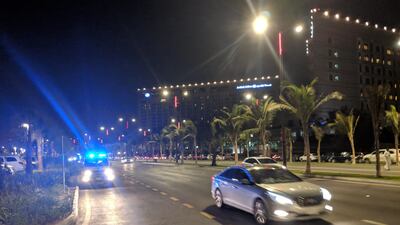 Police cars on patrol in Jeddah. Naser Al Wasmi / The National