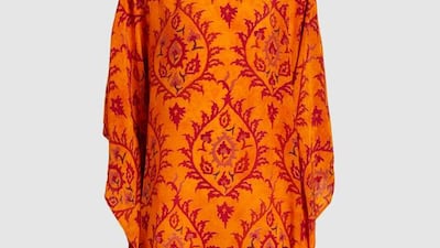 Orange blossom: printed silk kaftan by Eskandar; Dh3,160. Courtesy The Modist