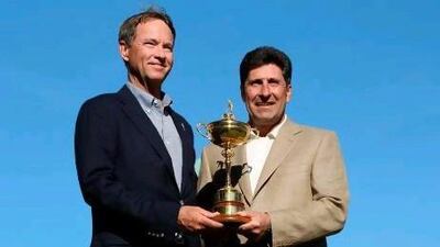 Davis Love III, left, and Jose Maria Olazabal have different leadership styles but are considerably experienced playing the Ryder Cup. Jamie Squire / Getty Images