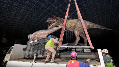 The installation of the 69 state-of the-art dinosaur in the Lost Valley – Dinosaur Adventure zone, marks one of the final stages of completion for the theme park. Courtesy IMG
